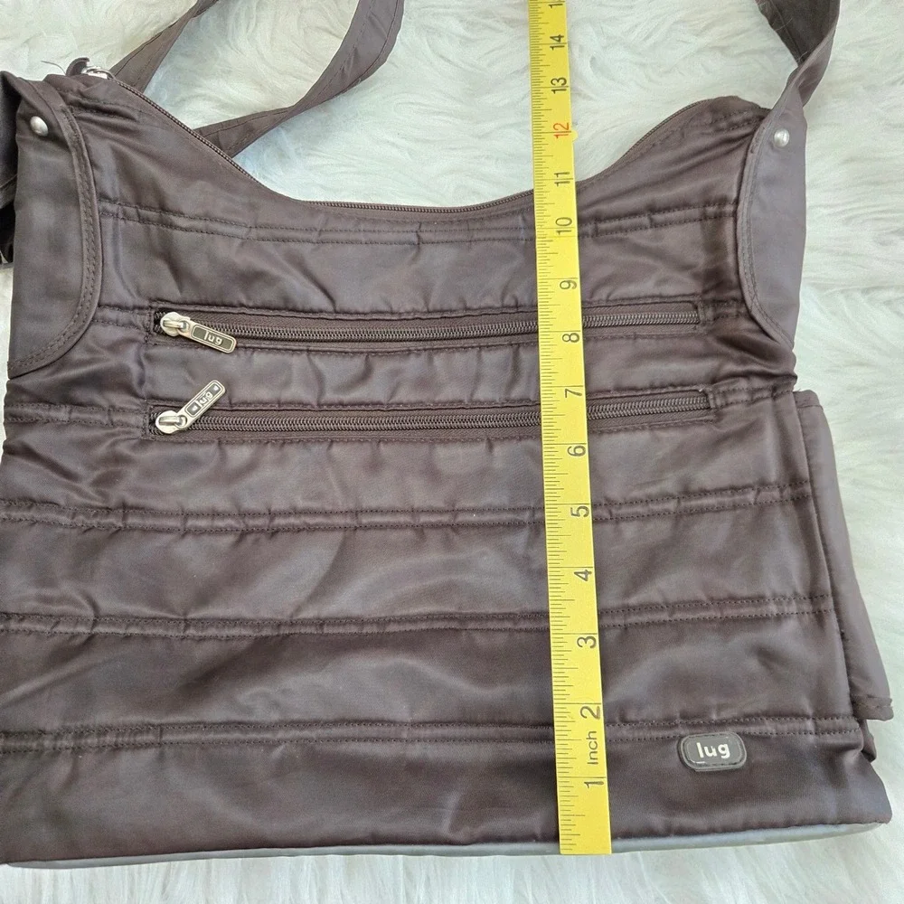 Lug Brown Quilted Crossbody Messenger Bag Travel‎ Organizer Water Bottle Pocket